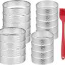 20 Pack Tart Rings 3.15 + 2 Inch Perforated Tart Rings Stainless Steel, Nonstick Round Tart Ring Mousse Cake Ring Metal Round Cake Ring for Baking Small Fruit Tart Crust