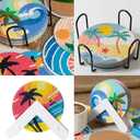 MVVMTOP 18 Pcs Diamond Painting Coasters with Dimensional Holder, DIY Landscape Coaster Diamond Art Kits Non-Slip Coaster for Beginners, Adults Art Craft Supplies