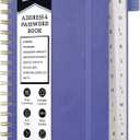 WEMATE Spiral Address Book with Alphabetical Tabs, Leather Password Book, Address Organizer Telephone Notebook Journal Keep Contact Safe Hardcover Large Print for Seniors Home Office 5.88.2, Purple
