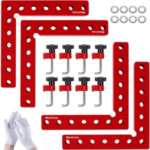 Corner Clamps for Woodworking, WenCrew 4 Pack 5.5" Aluminum Right Angle Positioning Clamp, Precision Woodworking Tools for Cabinets, Drawers, Frames, and DIY Projects, Durable Corner Clamps