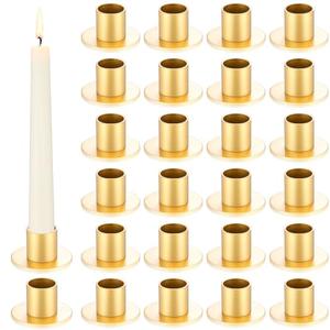 Amazon.com: FoldTier 24 Pcs Gold Taper Candle Holders Bulk for Pillar Candles Metal Short Candlestick Holder Gold Centerpieces Decoration for Christmas Thanksgiving Anniversary Dinner Party : Home & Kitchen