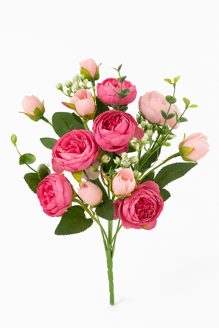 7pcs Artificial Flower Bundle – Realistic Pink Peony and Rose Bud Bouquet for Home Decor, Weddings, and Crafts