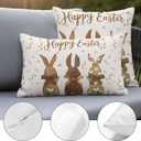 Easter Decorative Throw Pillow Covers 18x18 Set of 2 Bunny Spring Square Pillow Covers for Couch Happy Easter Rabbit Leaves Cushion Cases for Living Room Bedroom Bed Car Chair
