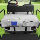 Golf Cart Rear Seat Cover, Universal Cooling Ice Silk Golf Cart Back Seat Blanket for EZGO Club Car Yamaha, Breathable Fabric with 4 Pockets and Safety Straps (48(L) x 28(W) in)