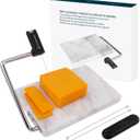 KITCHENDAO Replaceable Wire Cheese Slicer with Board, Tightness Adjustable Cheese Slicer, Marble Cheese Cutter for Block Cheese, Easy to Replace, with 2 Extra Upgrade Strong Wires
