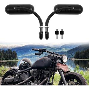 Black 8mm 10mm Motorcycle Mini Oval Rearview Mirrors For Dyna Softail Touring Sportster 883 1200 Electra Glide Cruisers Choppers