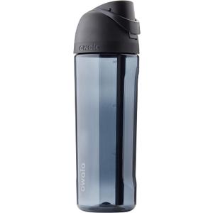 Owala FreeSip Clear Tritan Plastic Water Bottle with Straw, BPA-Free Sports Water Bottle, Great for Travel, 25 Oz, Very, Very Dark