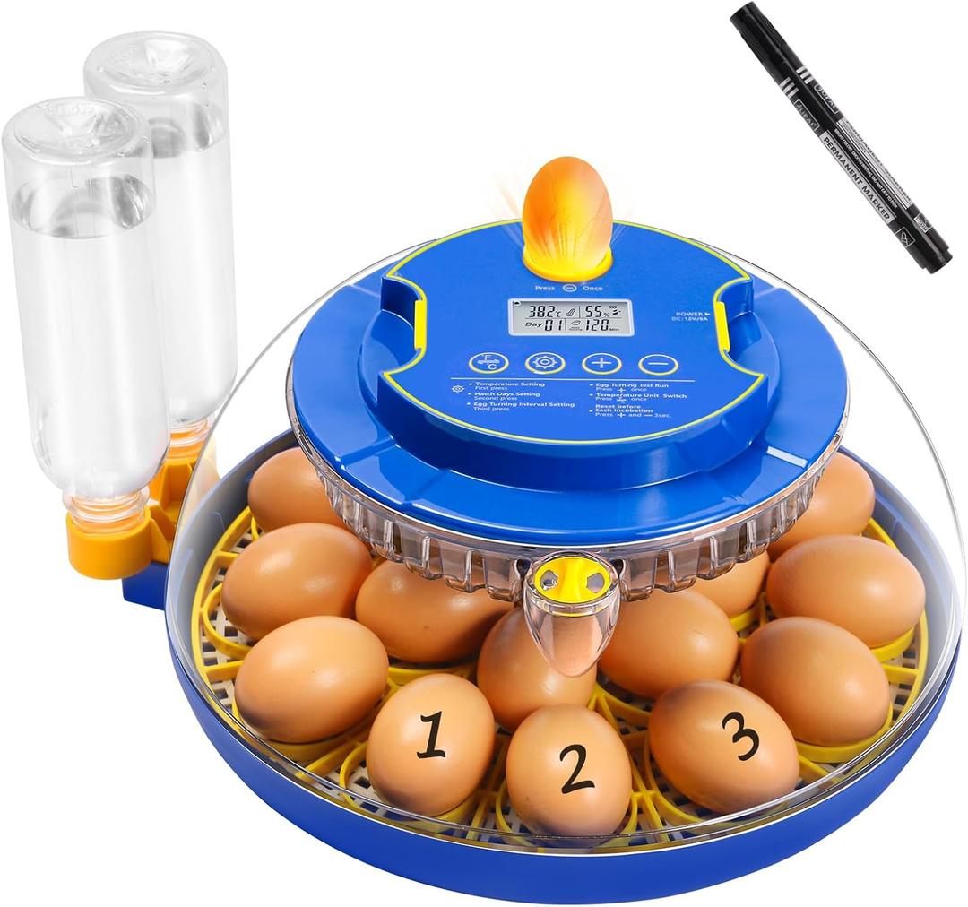 18 Egg Incubators for Hatching Eggs 360Airflow Circulation System Incubator with Automatic Egg Turner and Humidity Control Incubator for Chicken Eggs for Hatching Chicken Duck Goose Quail Turkey