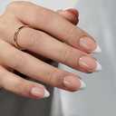 Soft Gel Nail Tips - XCOATTIPS French Series French Tip Press on Nails, Short Almond Press On Nails, Nude Acrylic Fake Nails Glue On Nails Extension Set