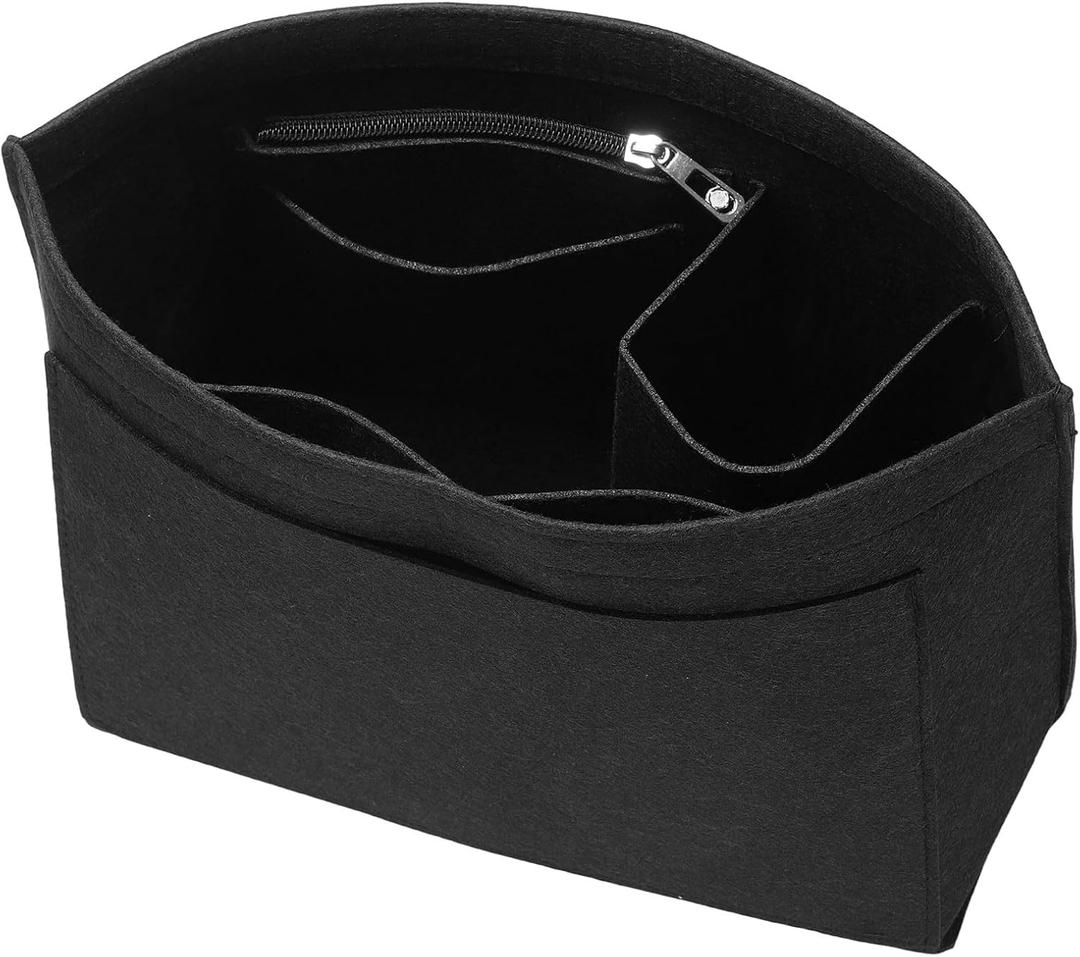 uxcell Purse Organizer Insert, Felt Tote Bag Organizer Insert, Purse Dividers for Handbag Inside Purse, Black