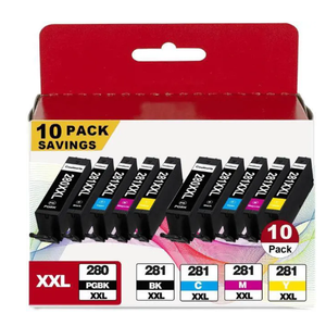 PGI-280 XXL/CLI-281 XXL Ink Cartridges Replacement for Canon 280XXL 281XXL for TR8620a TR8600 TR8622a TR8520 TS9521c TR7520 TS9120 TR8622 TS9520 TS6220 TS6320 TS702a Printers for Cannon 280XL 281XL