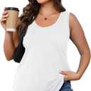 OFEEFAN Womens Tank Tops Loose Fit Scoop Neck Casual Summer Tops Curvy Hem (Yellow, L)