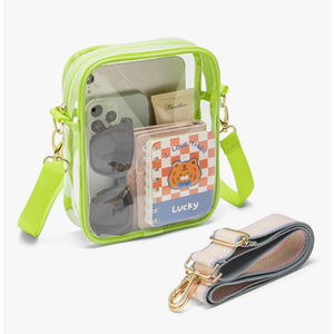 Clear Crossbody Bag, Stadium-Approved PVC Clear Purse, Transparent Messenger Bag for Men and Women