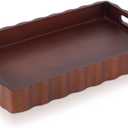 MAYJOYDIY Wooden Serving Tray with Handle 15.7 x 9.2 x 2 Inch Rectangle Wood Decorative Tray Cloud Shape Serving Platter for Afternoon Tea Cosmetics Coffee Cup Aromatherapy Toiletries