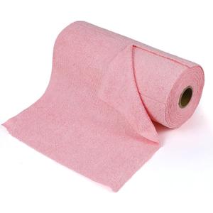 Wuyaoyao 50PCS Microfiber Cleaning Cloth Roll, 10"10" Tear Away Microfiber Towels, Reusable Washable Cloth Paper Towels, Multi-Purpose Cleaning Rags for Car Home Kitchen Garage Shop (Pink)