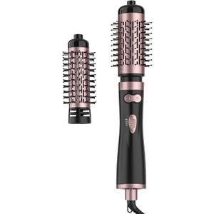 ANWA Rotating Hair Dryer Brush, 4-in-1 Hot Air Styler and Rotating Brush, Rotating Blow Dryer Brush with 2 Detachable Brushes(1.5"& 2"), Black