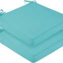 downluxe Waterproof Outdoor Chair Cushions for Patio Furniture, 22" x 22" x 3" Patio Chair Cushion with Adjustable Ties & Portable Handle, Square Outdoor Cushion with Removable Cover, Teal, 2 Pack