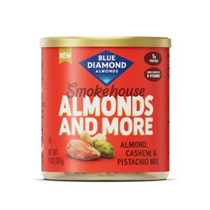 3 x Blue Diamond Almonds, Mixed Nuts Smokehouse Flavored Deluxe Snack Nuts, Almonds, Pistachios, and Cashews, 14oz. Can (Pack of 1) (EXP 03/19/27)