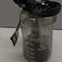 AQUAFIT 64 oz Water Bottle with Time Marker - Straw & Chug Lid - BPA Free Half Gallon Gym Water Bottle with Handle - Big Gallon Jug (Gray, 64 Ounces)