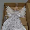 Light Angel Treetop, 12" Standing White Angel Christmas Tree Topper or Table Top, White Lighted Angel Tree Topper -Christmas Tree Topper Decoration Ornament for Home (Silver)