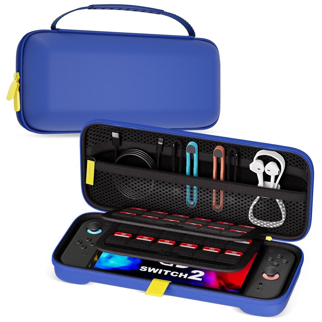 ProCase Carrying Case for Nintendo Switch 2 (2025) with 24 Game Card Slots, Hard Portable Travel Case Storage Bag Protective Pouch for 2025 Nintendo Switch 2 Console & Accessories -Blue (Blue (Standard Size))