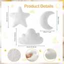 Cumule 3 Pcs Cloud Moon Star Throw Pillows 16 Inch White Soft Plush Pillow White Boho Nursery Decor for Couch Bed Sofa, Kids Room & Bedroom Aesthetic Decor