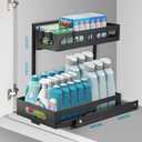2-Tier Metal Under Sink Organizer, Pull Out Smoothly Under Kitchen Sink Organizer with Adjustable Height, Large Capacity Under Sink Storage for Kitchen and Bathroom