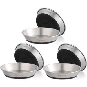 Cat Bowls, 6 Pcs Stainless Steel Bowls for Food and Water, Whisker Fatigue Shallow Non-Slip Cat Dishes Plates for Small Dog Puppies Cats