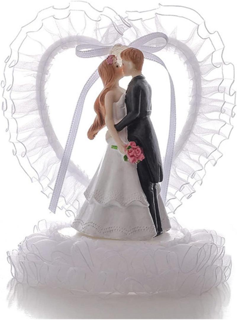KIPETTO Wedding Cake Topper Romantic Bride and Groom Cake Topper for Wedding Valentine's Day Anniversary Birthday Party