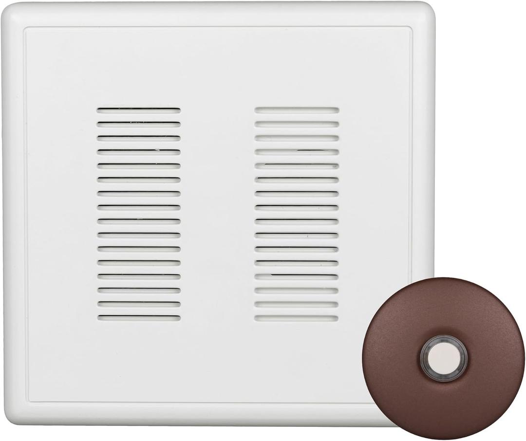 PrimeChime Plus 2 Electric Doorbell Kit - Doorbells for Home - Includes Selectable Ring Chimes - Stucco Button, Architectural Bronze - NICOR Lighting