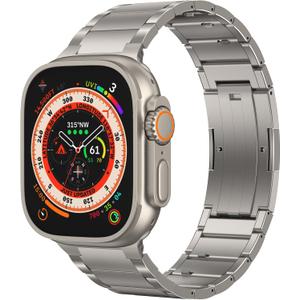 Pure Titanium Bands Compatible with Apple Watch 49mm 46mm 45mm 44mm, Band for Apple Watch Ultra 3/2/1 Series 11 10 9 8 7 6 5 4 SE3 SE2, 49g Lightweight Titanium Metal Strap for iWatch (Ti)