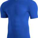 Men's Compression Shirt Short Sleeve Athletic Football Undershirts Quick Dry Base Layer T-Shirt Workout Gym Running, Blue, Small