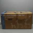 DUMOS 3-Piece Large Lighted Christmas Deer Family Set with 360 Bright LED Warm Lights Standing Reindeer, Lawn Decor, Indoor Outdoor Front Yard Holiday Decoration, Stakes, Zip Ties, Gold (4ft)