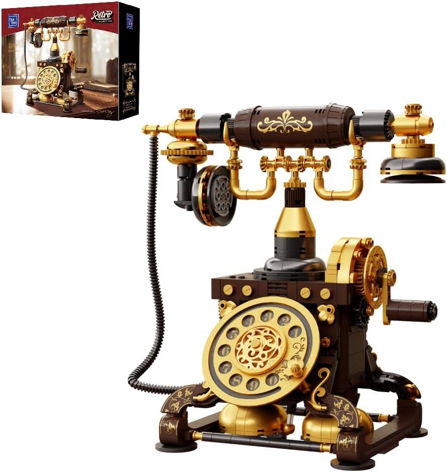 PANTASY Retro Phone Building Blocks Set for Adults, Vintage DIY Telephone Model Kit with Realistic Design, Creative Home Decor Gift, Ideal Gifts for Collectors & Hobbyists