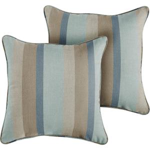 Sorra Home x Sunbrella - Gateway Mist Indoor/Outdoor Corded Pillow Set, Set of 2, 18 x 18 Inches
