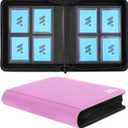 Top Loader Binder, Holds 128 Top Loaders,4 Pocket Top Loader Binders for 3" x 4" Rigid Cards,Card Album Folder for Hard Plastic Top Loaders (Pink-Purple)