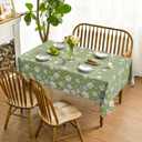 Horaldaily Spring Tablecloth 60x120 Inch Rectangular, Elegant Turquoise Magnolia Flower Washable Seasonal Table Cover for Party Picnic Dinner Decor