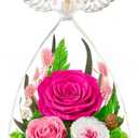 Flomoon Gifts for Women Preserved Roses for Valentines Day in Glass Angel Figurine Real Colorful Roses Forever Flowers Birthday Gifts for Her Grandma Sister Daughter Wife, Hot Pink (Large)