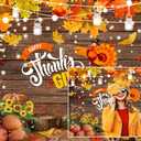 Thanksgiving Backdrop 7x5ft Rustic Fall Harvest Party Background Autumn Pumpkins Turkey Party Decor Photo Both Fall Leaves Banner Backdrop
