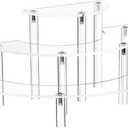 Acrylic Risers Display Stand - 3 Tier Clear Step Display Riser- Half Moon Cupcake Dessert Stand for Display Or Collections (Acrylic Rods 1 Set)
