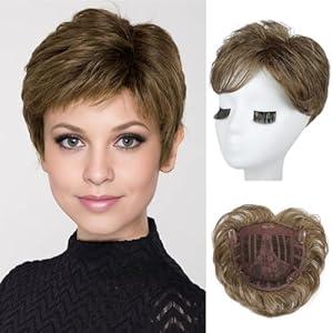 REECHO Hair Topper for Women - 100% Japanese Revolutionary Fiber Short Toupee Wiglet Topper Hairpiece for Women with Thinning Hair Loss Lightweight Large Base for Full Coverage - Grey