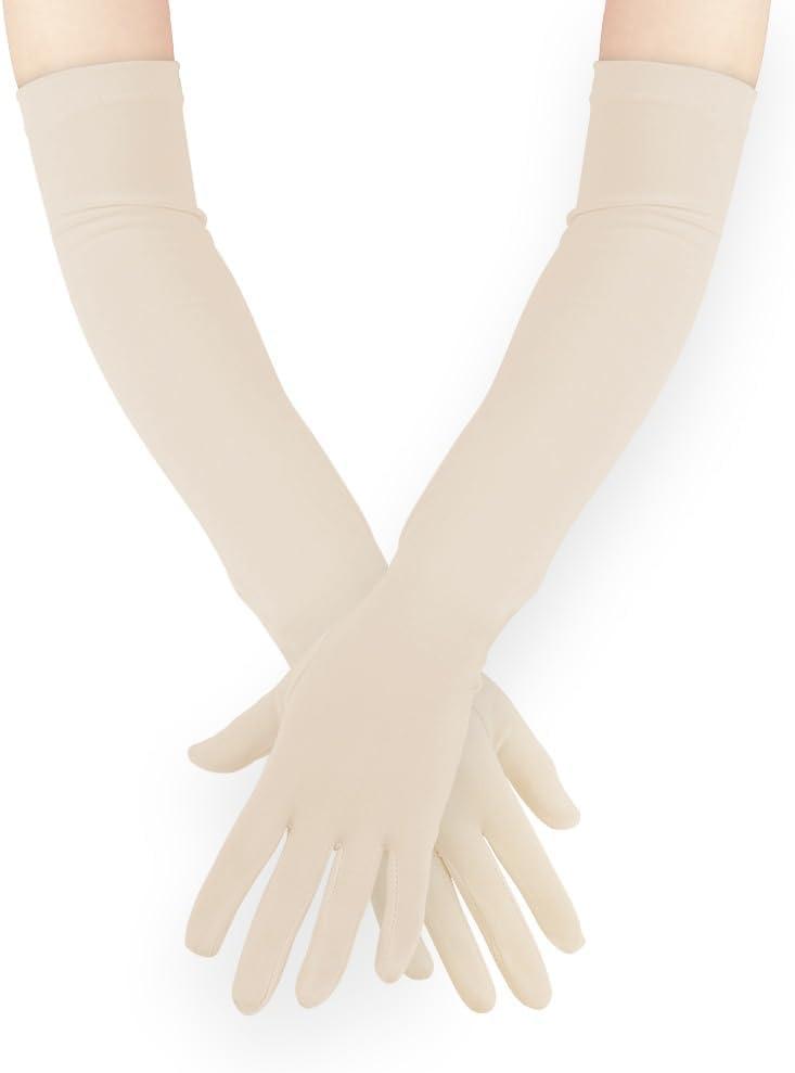 Comfecto UV Protection Gloves Sun Driving Glove Touchsreen Long Arm Sun Block for Outdoor Sports Summer Supplies (Broken White)