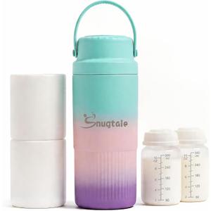 22oz Portable Breast Milk Cooler Bottle  Milk Cooler for Breastmilk, 24H+ Cooling, with 2 BPA-Free Bottles with Measurement Marks, Travel Essential for Outdoor Breastfeeding & Pumping (Gradient)