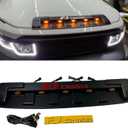 Front Engine Hood Air Intake Grille Cover w/Lamp Compatible with 2007-2014 Toyota FJ Cruiser 4.0L