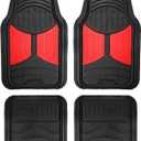 FH Group Full Set Trimmable Rubber Floor Mats, Monster Eyes (Red) - Universal Fit for Cars Trucks and SUVs