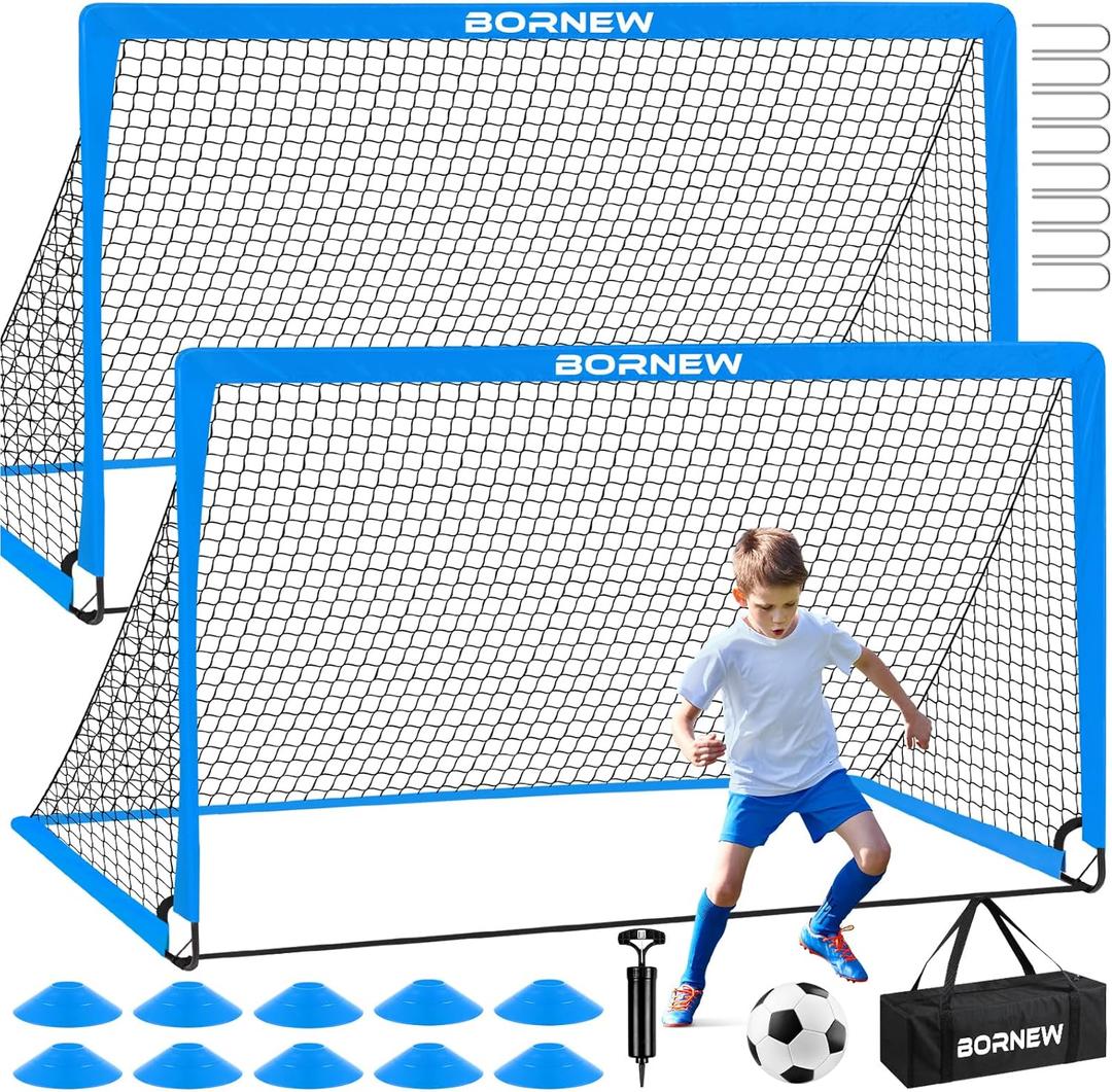 Kids Soccer Goal for Backyard Set - 2 Set of 6X4 / 4X3 ft Toddler Soccer Nets Training Equipment, Soccer Ball, Pop Up Portable Soccer Set for Kids and Youth Games and Training Goals Ages 3-16 Gift