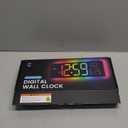 12" Digital Wall Clock for Classroom Livingroom Game Home Decor with LED Display RGB Lights, BIuetooth Sync, Dual Alarms, Auto DST, Countdown, Remote Control, Temperature