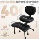 Criss Cross Office Chair with Wheels, Adjustable-Height Backrest & Swivel Footrest, Ergonomic Cross Legged Office Chair with Leg Rest for Kneeling Meditation Yoga ADHD (Black Leather)