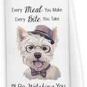 Funny Dog Kitchen Dish Towels 16x24 Inch, Saying Hand Towels for Pet Lovers, West Highland Terrier Decorative Tea Towels for Kitchen Bathroom Home