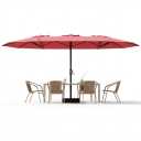 Garvee 15Ft Double-Sided Patio Umbrella, Large Outdoor Market Umbrella with Base Included, Rectangular Table Umbrella for Poolside, Lawn, Backyard